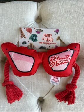 Netflix Emily In Paris Red Fashion Sunglasses Pet Plush Dog Toy